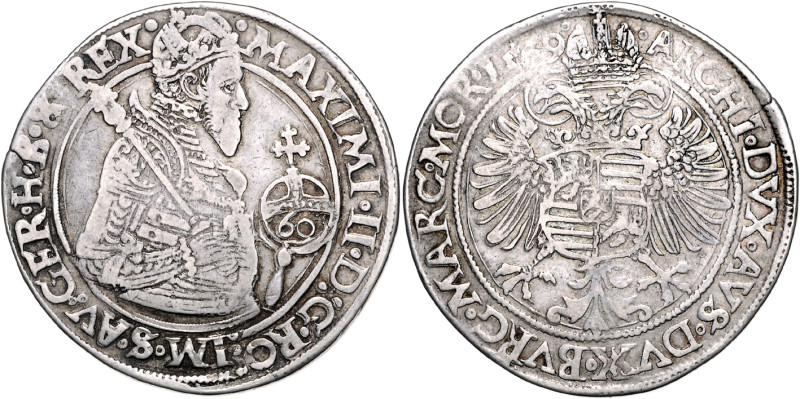 MAXIMILIAN II (1564 - 1576)&nbsp;
60 Kreuzer, 1569, Praha, Harder, 24,21g, Hal ...