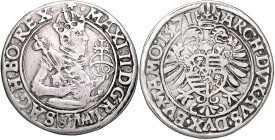 MAXIMILIAN II (1564 - 1576)&nbsp;
30 Kreuzer, 1571, České Budějovice, Gebhart, 12,14g, Hal 246&nbsp;

VF | VF
