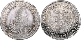 RUDOLF II (1576 - 1612)&nbsp;
1 Thaler, 1580, České Budějovice, Schönfeld, 28,78g, Hal 422&nbsp;

VF | VF