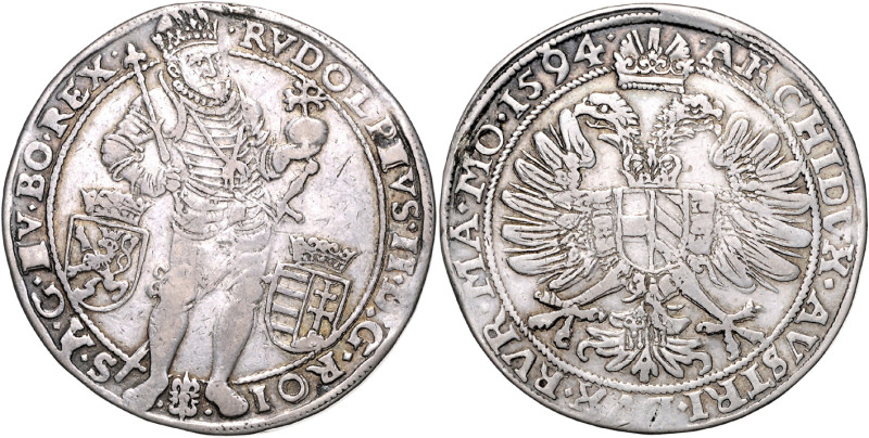 RUDOLF II (1576 - 1612)&nbsp;
1 Thaler, 1594, Praha, Erckerová, 28,66g, Hal 312...
