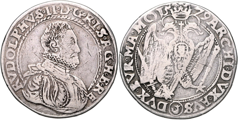 RUDOLF II (1576 - 1612)&nbsp;
1/2 Thaler, 1579, Jáchymov, Kádner, 13,87g, Hal 3...