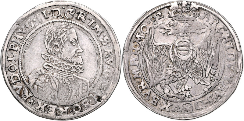 RUDOLF II (1576 - 1612)&nbsp;
1/2 Thaler, 1582, České Budějovice, Schönfeld, 14...