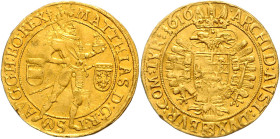 MATTHIAS II (1608 - 1619)&nbsp;
2 Ducats, 1616, Wien, 6,88g, Fr 95&nbsp;

VF | VF , drobné údery, zvlněný | light strokes, wavy