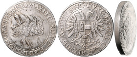 MATTHIAS II (1608 - 1619)&nbsp;
2 Thaler, b. l., Praha, Hübmer, 56,38g, Hal 492a&nbsp;

VF | VF , stopa po oušku | trace of mounting