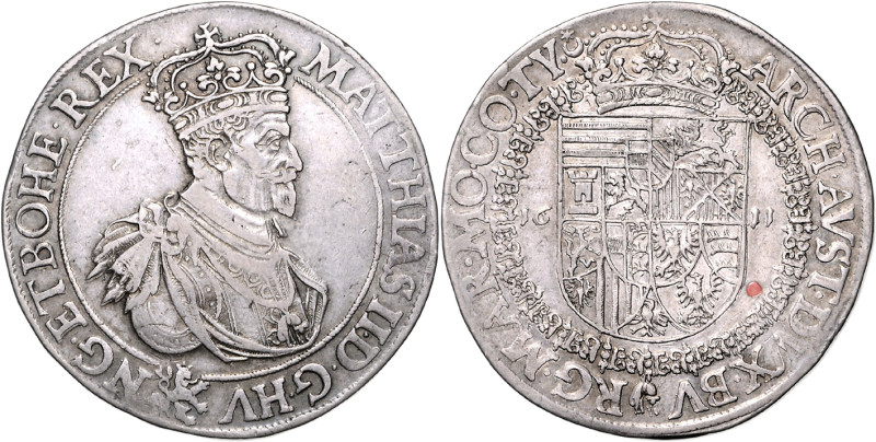 MATTHIAS II (1608 - 1619)&nbsp;
1 Thaler, 1611, Praha, Hübmer, 28,8g, Hal 499&n...