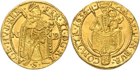 FERDINAND II (1617 - 1637)&nbsp;
1 Ducat, 1636, NB, 3,45g, Her 253&nbsp;

EF | EF , mírně zvlněný | slightly wavy