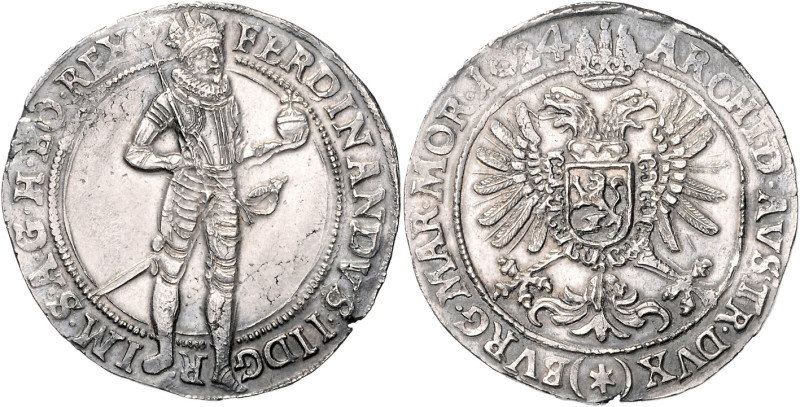 FERDINAND II (1617 - 1637)&nbsp;
1/2 Thaler, 1624, Kutná Hora, Hölzl, 14,34g, H...