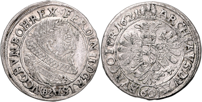 FERDINAND II (1617 - 1637)&nbsp;
60 Kreuzer, 1621, Olomouc, Zwirner, 13,6g, Hal...
