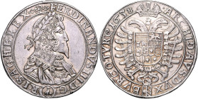 FERDINAND III (1637 - 1657)&nbsp;
1 Thaler, 1638, Wien, 28,45g, Her 365&nbsp;

about EF | about EF