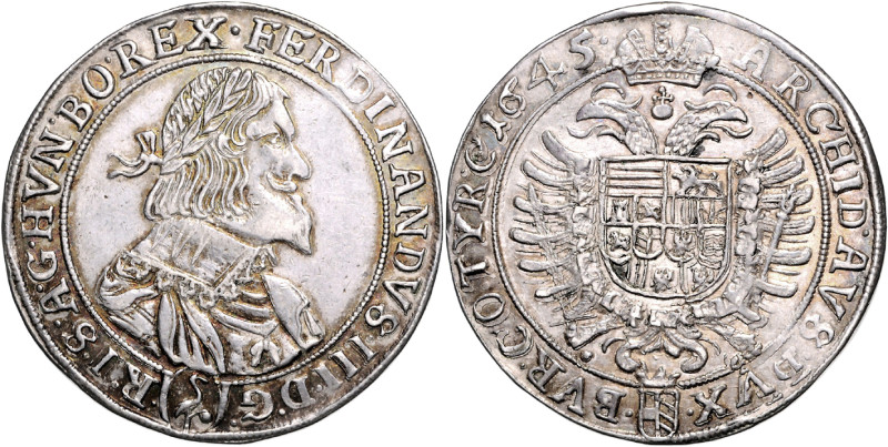 FERDINAND III (1637 - 1657)&nbsp;
1 Thaler, 1645, Wien, 28,38g, Her 377&nbsp;
...