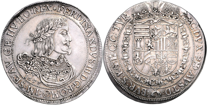 FERDINAND III (1637 - 1657)&nbsp;
1 Thaler, 1652, Wien, 28,11g, Her 388&nbsp;
...