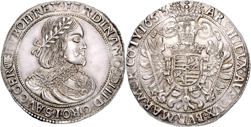 FERDINAND III (1637 - 1657)&nbsp;
1 Thaler, 1653, KB, 28,6g, Her 480&nbsp;

E...
