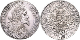 FERDINAND III (1637 - 1657)&nbsp;
1/2 Thaler, 1643, Jáchymov, Knobloch, 14,33g, Hal 1213&nbsp;

about EF | about EF