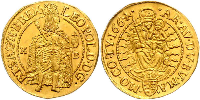 LEOPOLD I (1657 - 1705)&nbsp;
1 Ducat, 1664, KB, 3,49g, Husz 1320&nbsp;

UNC ...