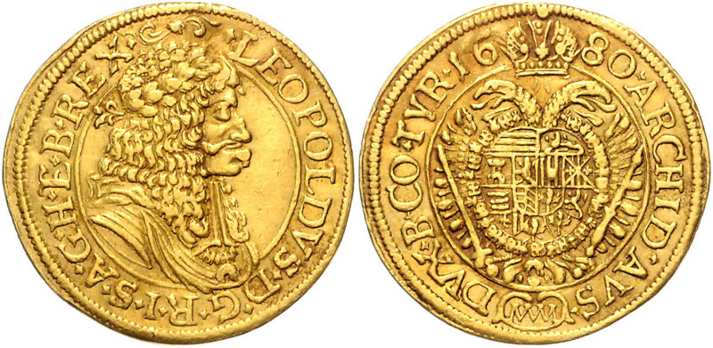 LEOPOLD I (1657 - 1705)&nbsp;
1 Ducat, 1680, Wien, 3,43g, Her 288&nbsp;

abou...