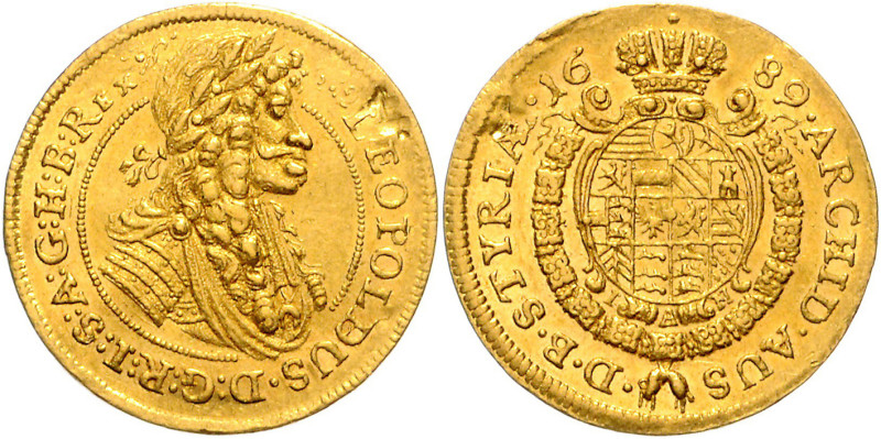 LEOPOLD I (1657 - 1705)&nbsp;
1 Ducat, 1689, Graz, 3,44g, Her 253&nbsp;

EF |...