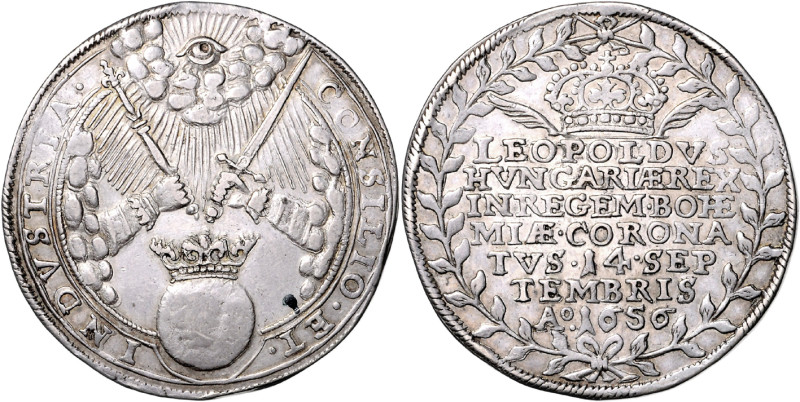 LEOPOLD I (1657 - 1705)&nbsp;
Silver medal (1 Thaler) Coronation of Leopold I a...