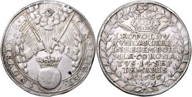 LEOPOLD I (1657 - 1705)&nbsp;
Silver medal (1 Thaler) Coronation of Leopold I as the King of Bohemia in Prague, 1656, 28,87g, 42 mm, Ag, Nov IX D 1b&...
