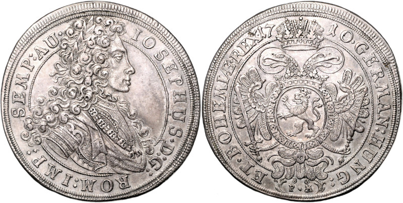 JOSEPH I (1705 - 1711)&nbsp;
1 Thaler, 1710, Praha, Provizorium, 28,69g, Hal 17...