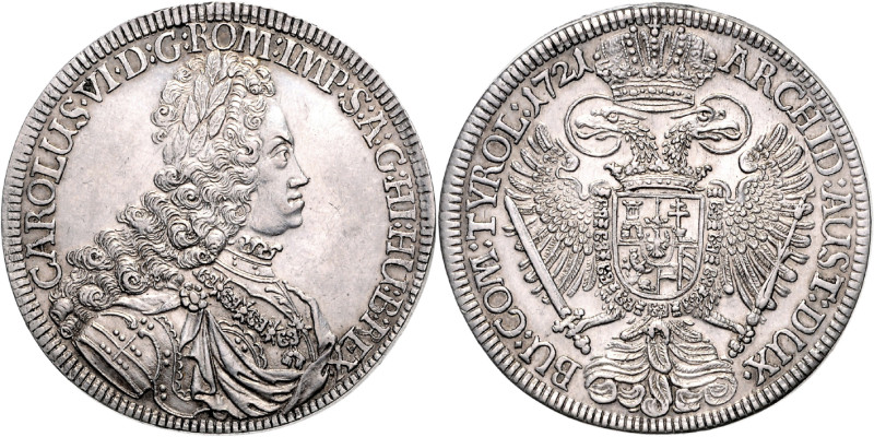 CHARLES VI (1711 - 1740)&nbsp;
1 Thaler, 1721, Hall, 28,6g, Her 340&nbsp;

UN...