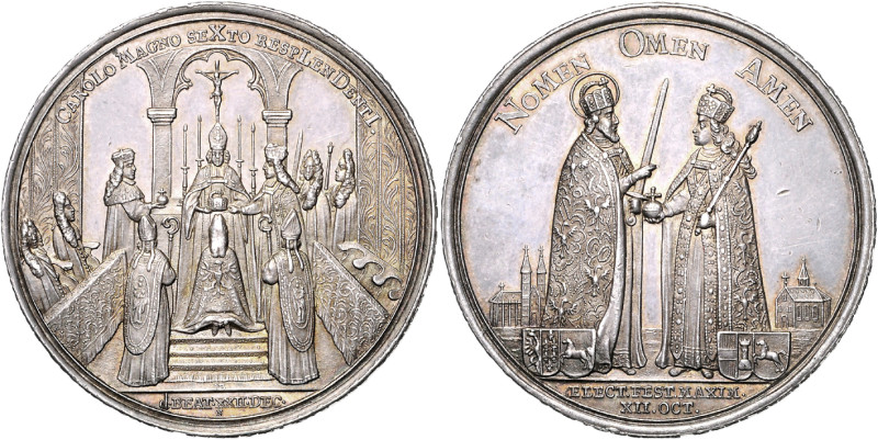 CHARLES VI (1711 - 1740)&nbsp;
Silver medal Coronation of Charles VI as Holy Ro...