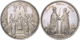 CHARLES VI (1711 - 1740)&nbsp;
Silver medal Coronation of Charles VI as Holy Roman Emperor in Frankfurt, 1711, 29,62g, 43 mm, Ag 900/1000, G. F. Nürn...