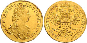 MARIA THERESA (1740 - 1780)&nbsp;
1 Ducat, 1765, Karlsburg, 3,49g, Her 217&nbsp;

about UNC | about UNC , vlasové rysky | hairlines