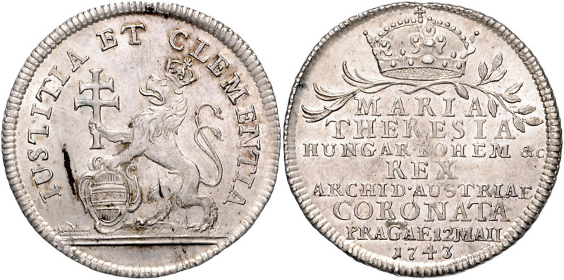 MARIA THERESA (1740 - 1780)&nbsp;
Silver jeton Coronation of Maria Theresa as t...