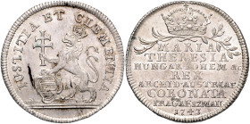 MARIA THERESA (1740 - 1780)&nbsp;
Silver jeton Coronation of Maria Theresa as the Queen of Bohemia in Prague, 1743, 4,06g, 25 mm, Ag, M. Donner, F. A...