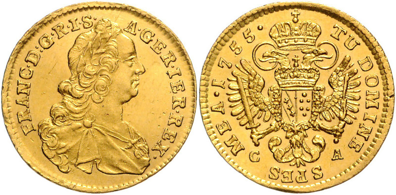 FRANCIS I STEPHEN (1740 - 1765)&nbsp;
1 Ducat, 1755, CA Karlsburg, 3,48g, Her 7...