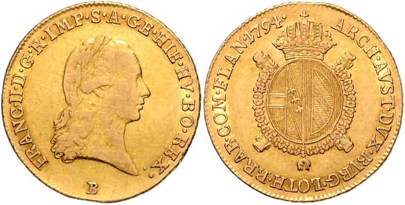 FRANCIS II / I (1792 - 1806 - 1835)&nbsp;
1/2 Souverain D´or, 1794, B, 5,5g, He...