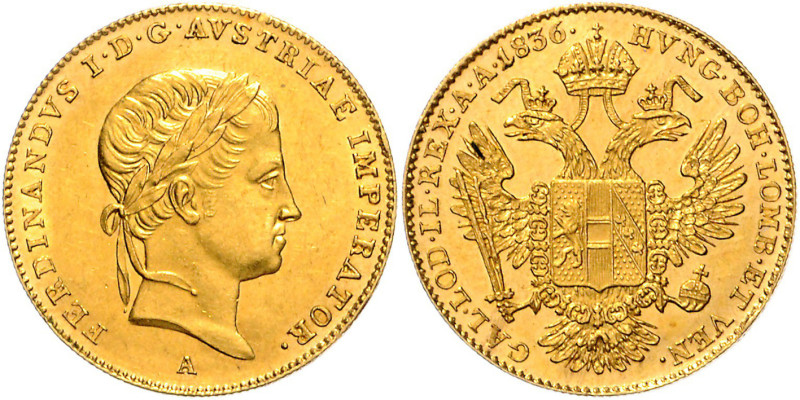 FERDINAND V / I (1835 - 1848)&nbsp;
1 Ducat, 1836, A, 3,49g, Früh 708&nbsp;

...