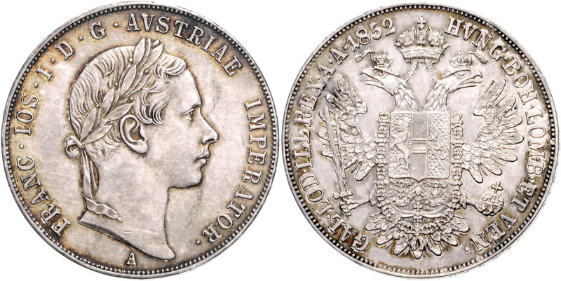 FRANZ JOSEPH I (1848 - 1916)&nbsp;
1/2 Thaler, 1852, A, 13g, Früh 1436&nbsp;
...