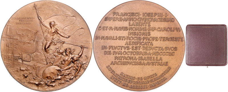 FRANZ JOSEPH I (1848 - 1916)&nbsp;
AE medal To commemorate the Launching of the...