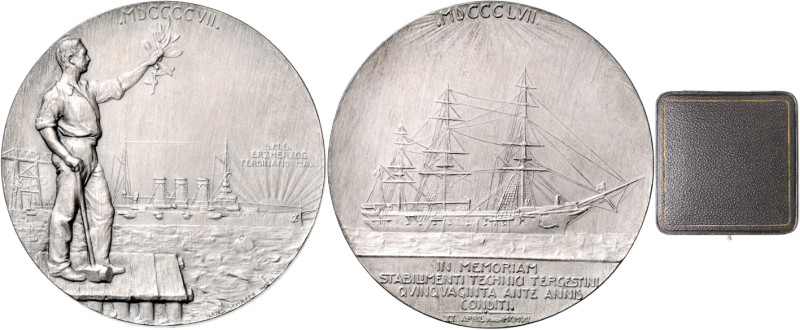 FRANZ JOSEPH I (1848 - 1916)&nbsp;
Silver medal 50th Anniversary of Shipbuildin...