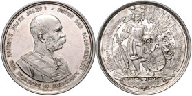 FRANZ JOSEPH I (1848 - 1916)&nbsp;
Silver medal To commemorate the 300th Anniversary of the Troppau Shooting Society Shooting Festival, 1893, 23,82g,...