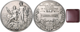 FRANZ JOSEPH I (1848 - 1916)&nbsp;
Silver medal Honorary Prize of the Reichenberg Trade Association, awarded in 1903, original box, b. l. , 129,54g, ...