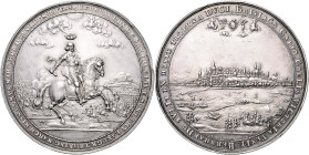 BERNARD of SAXE-WEIMAR (1604 - 1639)&nbsp;
Silver medal To commemorate the Conquest of the City of Breisach, 1639, 52,7g, 60 mm, S. Dadler, Mers 3861...