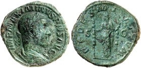 RÖMISCHE MÜNZEN. RÖMISCHE KAISERZEIT. Maximinus I. Thrax, 235 - 238. 
Sesterz. Rev. Stehende Fides Militum mit zwei Feldzeichen. RIC 43; C. 10 21,22 ...