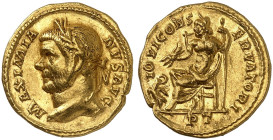 RÖMISCHE MÜNZEN. RÖMISCHE KAISERZEIT. Maximianus Herculius, 286 - 310. 
Aureus, Trier. Kopf n. links / Thronender Iuppiter, davor Adler. RIC - ; Cal....