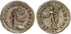 RÖMISCHE MÜNZEN. RÖMISCHE KAISERZEIT. Maximianus Herculius, 286 - 310. 
Follis, Ticinum. Rev. Stehender Genius. RIC 23b 8,92 g kastanienbraune Patina...