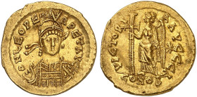 RÖMISCHE MÜNZEN. RÖMISCHE KAISERZEIT. Leo I., 457 - 474. 
Solidus, Constantinopolis. Rev. Victoria mit Langkreuz, im Feld Stern. 1. Offizin. RIC 605 ...