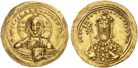 BYZANTINISCHE MÜNZEN. Constantinus VIII., 1025 - 1028. 
Histamenon. Christusbüste / Kaiserbüste. S. 1815 Gold 4,11 g winz. Kr., ss - vz