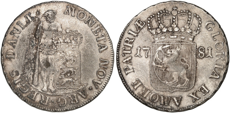 EUROPA. DÄNEMARK. Christian VII., 1766-1808. 
Albertsdaler 1781, Altona, Dav. 1...