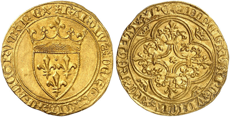 EUROPA. FRANKREICH. - Königreich. Charles VI., 1380-1422. 
Écu d'or à la couron...