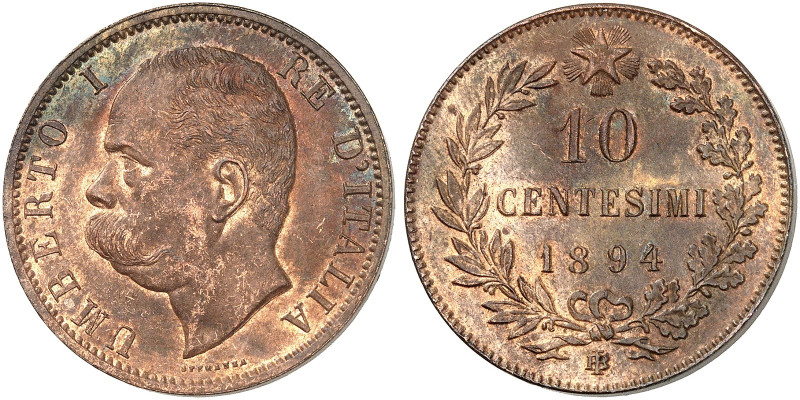 EUROPA. ITALIEN. - Königreich. Umberto I., 1878-1900. 
10 Centesimi 1894, Birmi...