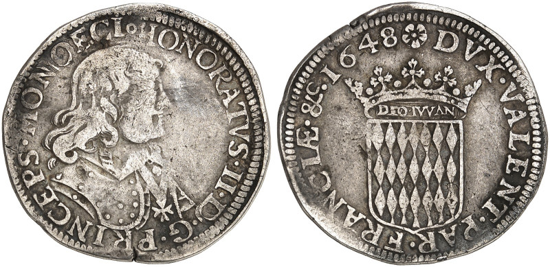 EUROPA. MONACO. Honoré II., 1604-1662. 
1/4 Écu 1648. Gad. 20 RR ! kl. Rdf., f....