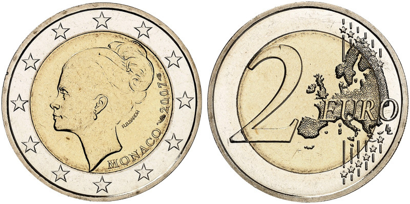 EUROPA. MONACO. Albert II. seit 2005. 
2 Euro 2007, 25. Todestag von Grace Kell...