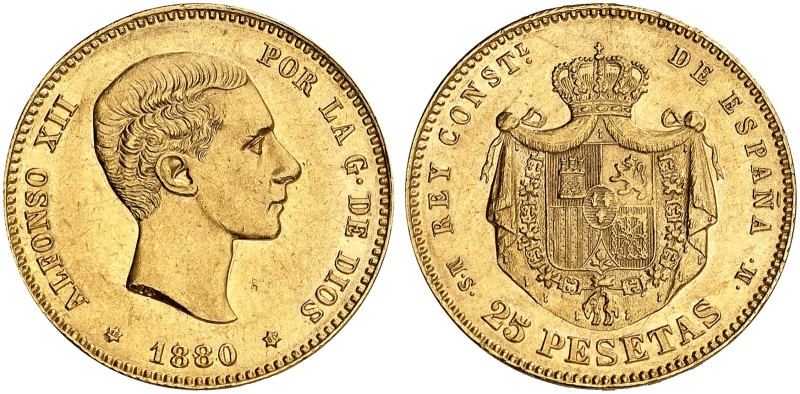 EUROPA. SPANIEN. Alfonso XII., 1874-1885. 
25 Pesetas 1880, Madrid. Friedb. 342...