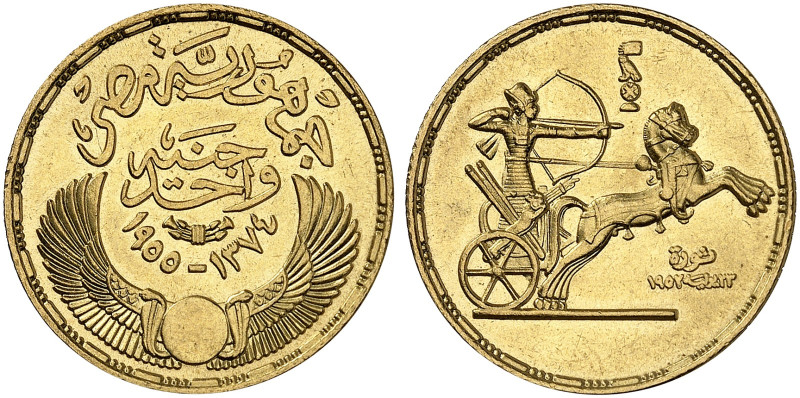 ÜBRIGES AUSLAND. ÄGYPTEN. - 1. Republik, 1953-1958. 
Pound 1955. Friedb. 40, KM...